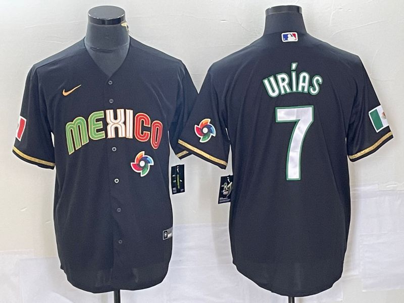 Men 2023 World Cub Mexico 7 Urias Black Nike MLB Jersey style 91831